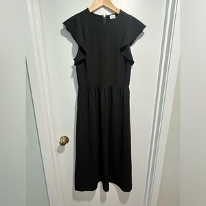 Wilfred Black Ruffle Sleeve Midi Dress - new